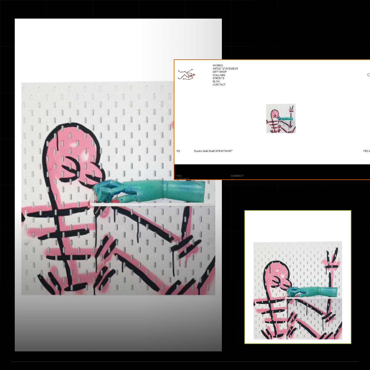 Gianni Lee Studio artwork with desktop and mobile website views